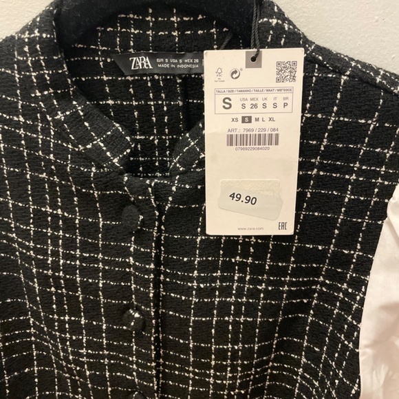 Zara Black and White Tweed Crop Top nwt - Picture 2 of 5